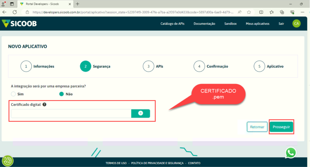 Configuração de segurança
