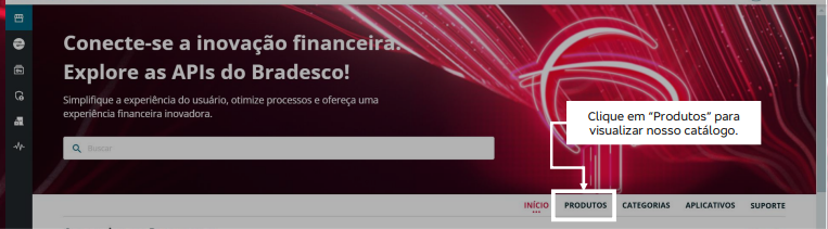 Botão para selecionar a opção Produto