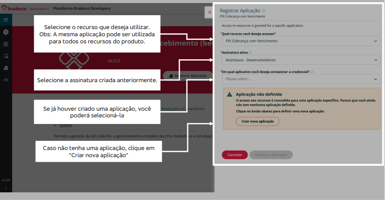 Registro de aplicação