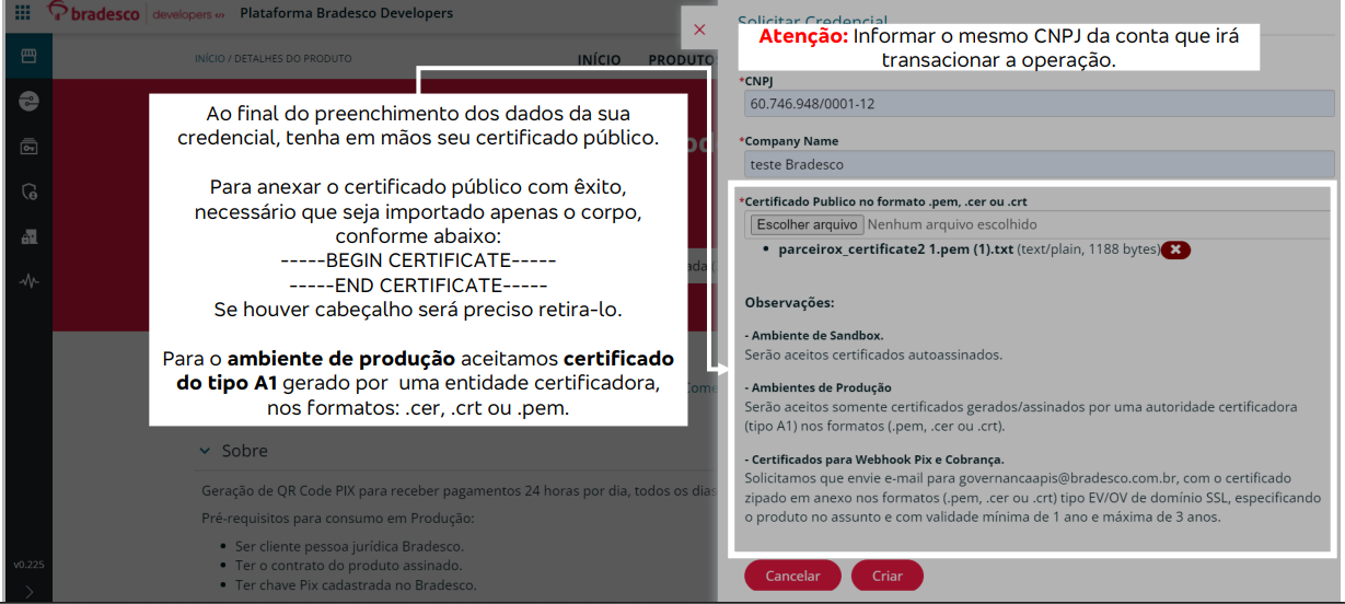 Vinculando o certificado