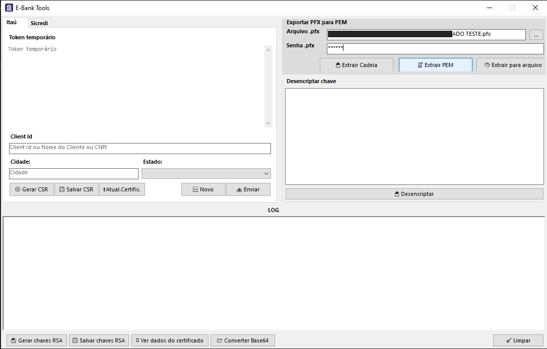 Exportar PFX para PEM