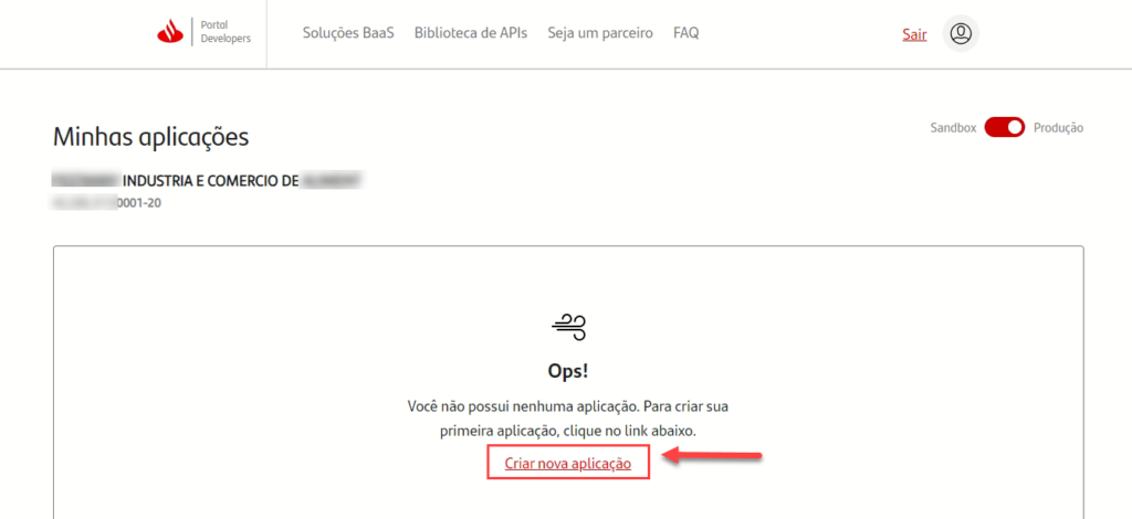 Criar nova aplicação