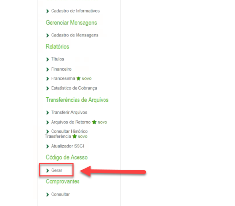 Gerar código de acesso Sicredi